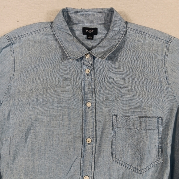 J Crew Shirt Mens Large Blue Chambray Long Sleeve Button Up Office Casual - Picture 4 of 9